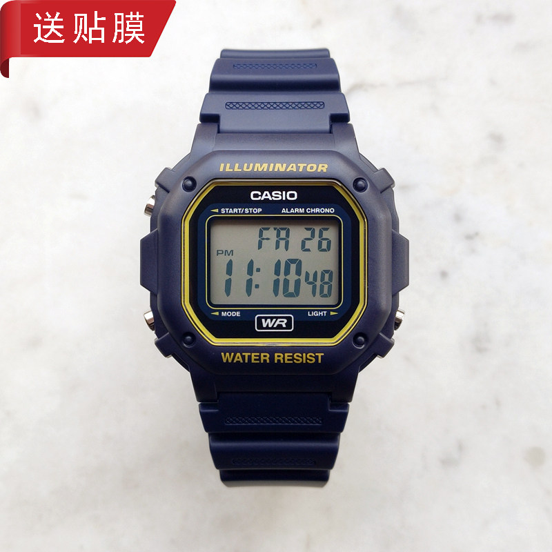 卡西欧手表casio f108wh-2a2 复古防水经典方块深兰色中性电子表