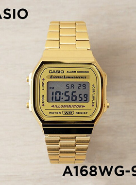 卡西欧手表 CASIO A168WG-9W复古潮流方块七年电力钢带防水小金表