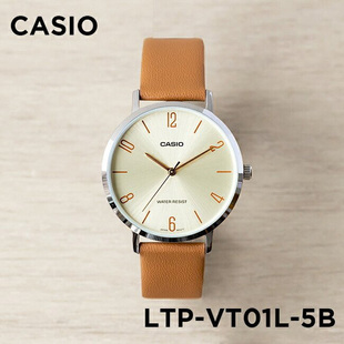 VT01L 5B桔色簡約防水指針日歷石英學生表 LTP 卡西歐手表女CASIO