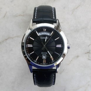 时尚 卡西欧CASIO 1381L 休闲商务指针带日历防水石英手表 MTP