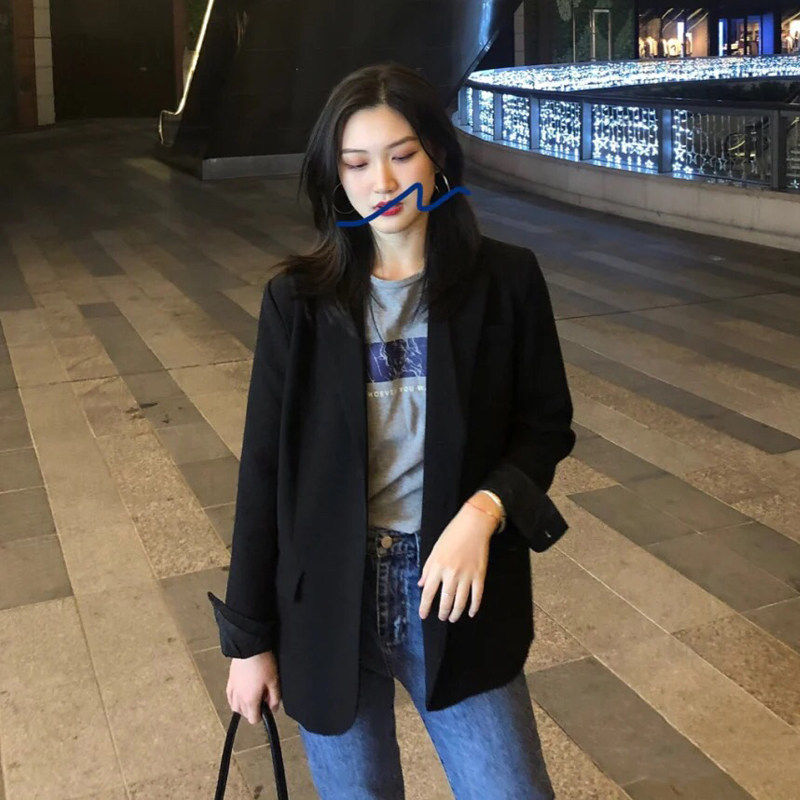 黑色西装外套女小个子2025春秋短款高级感炸街韩版休闲显瘦西服新