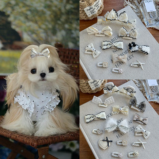 法式 小香风宠物bb夹蝴蝶结发夹马尔济斯约克夏狗狗发卡西施比熊