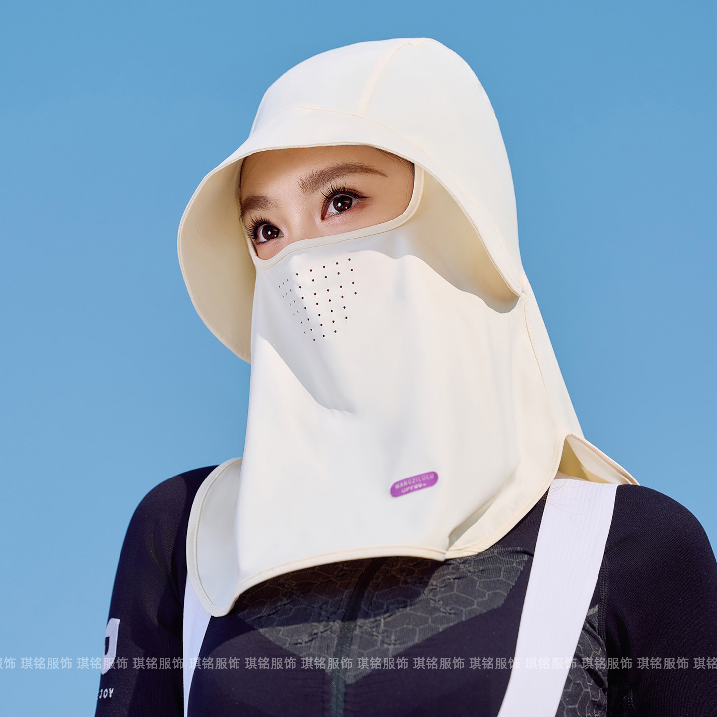冰丝防晒帽女士夏季遮阳帽户外骑行防紫外线护颈一体透气头套帽子