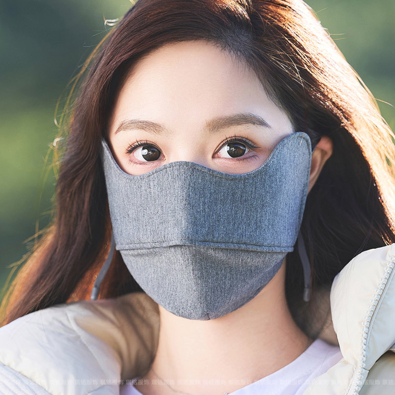 冬季加绒防风保暖透气口罩女户外骑车运动护脸防晒护眼角防寒面罩