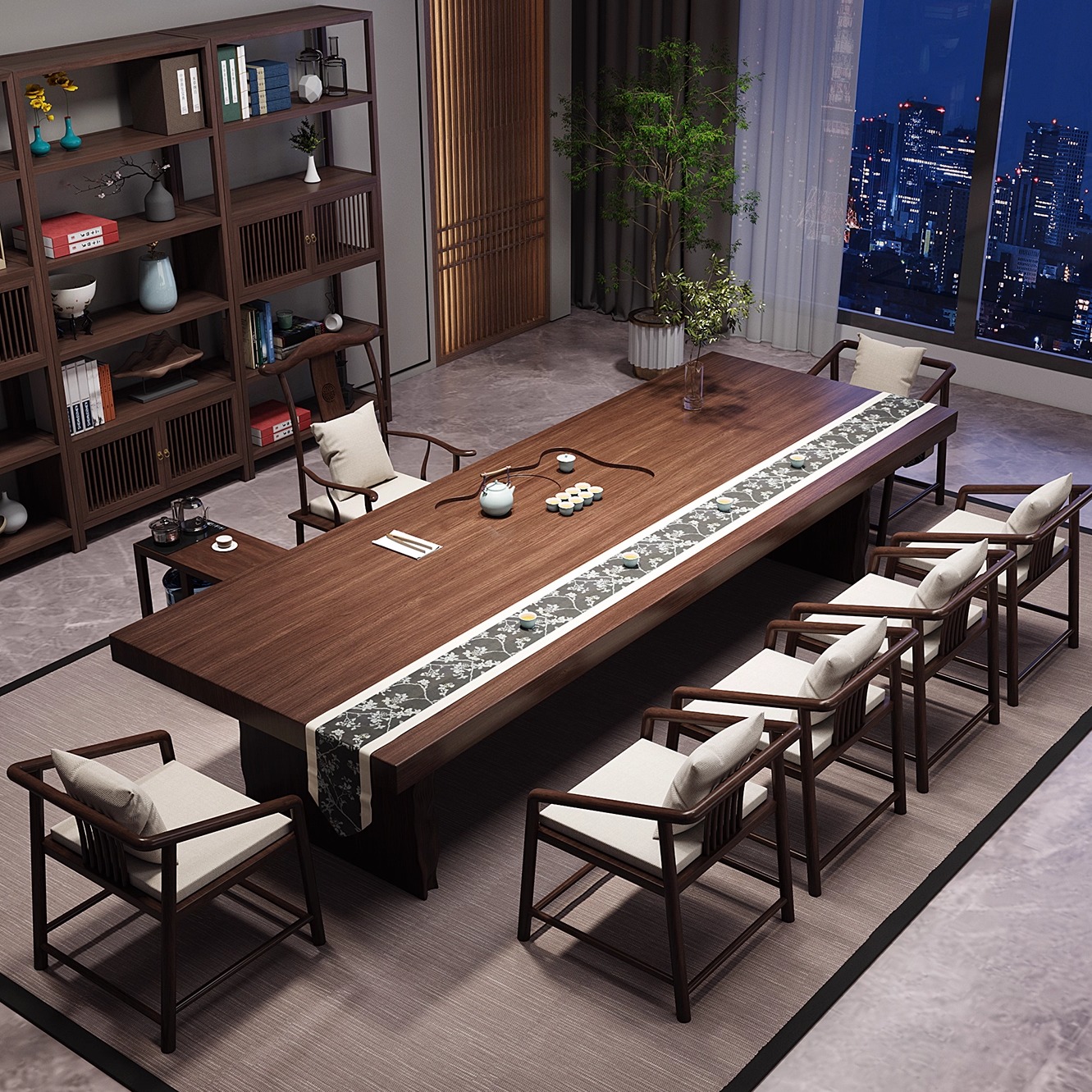 新中式纯实木大板茶桌椅办公室