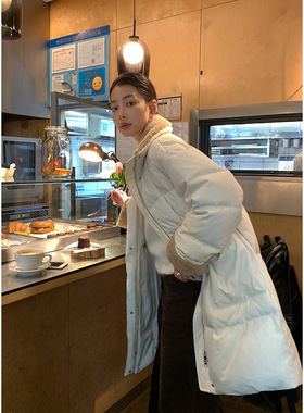 木兰羊羔毛领羽绒服女2025十三行冬季新款韩版长款保暖外套52927Y