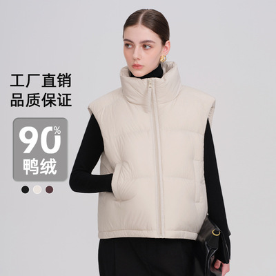 白鸭绒立领加厚女士外穿马甲背心2025年新款羽绒女款女轻便保暖