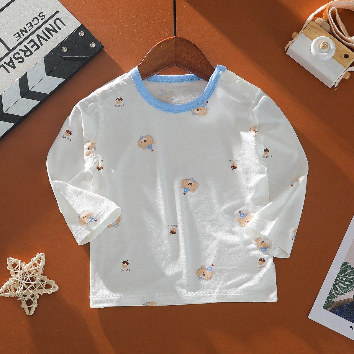 婴儿肩扣夏季薄款莫代尔棉无骨空调服睡衣男女宝宝夏季长袖上衣,童装/婴儿装/亲子装,T恤,淘宝优惠券,粉丝福利购,淘宝优惠卷