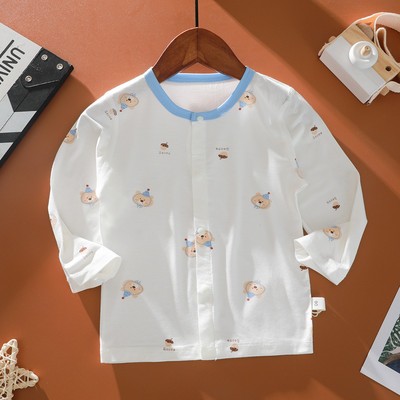 婴儿莫代尔前开空调服薄款上衣