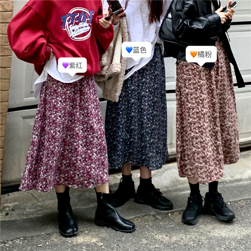 Real price real shot Wang fried piece ~ ~ Plush floral skirt bottom skirt