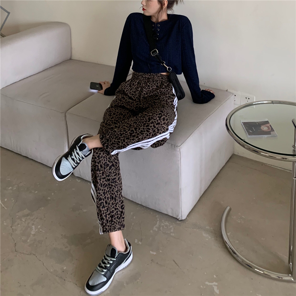 ! Autumn and winter versatile sports Leggings leopard sports pants
