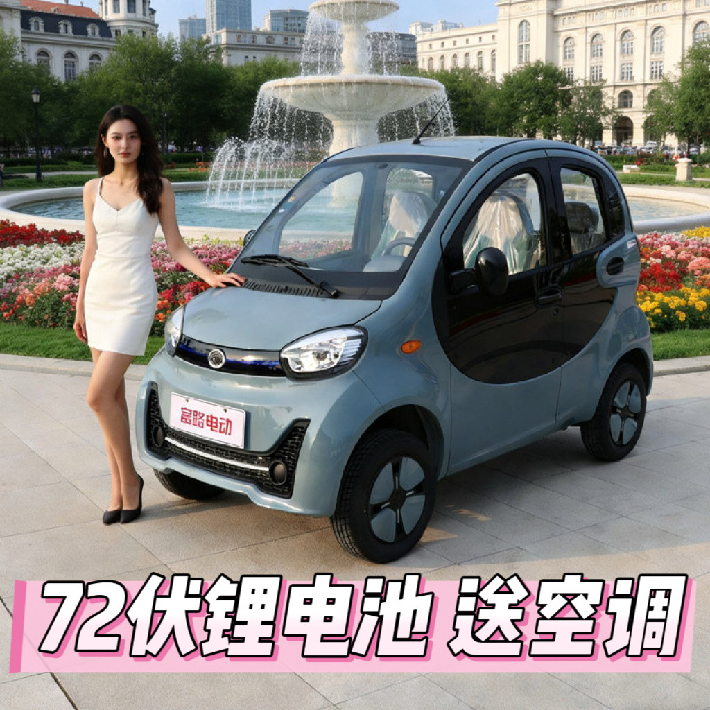 全封闭丽驰富路电动四轮车家用电瓶车接送孩子小型女性成人代步车