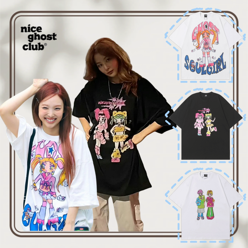 正品韩版NGC林娜琏同款美少女涂鸦宽松短袖甜酷街头美式T恤姜涩琪