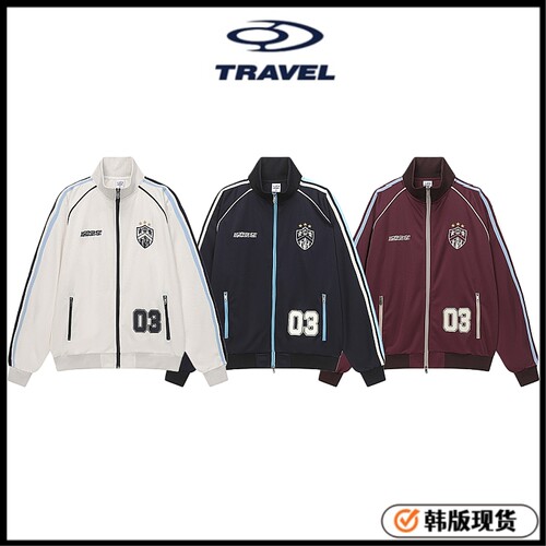 韩版正品travel前田陆jayjay同款立领外套拉链美式校园风撞色上衣