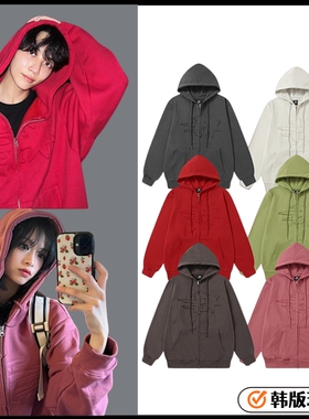 尹净汉/申留真同款ngc流星拉链连帽卫衣不加绒纯棉秋冬宽松外套25