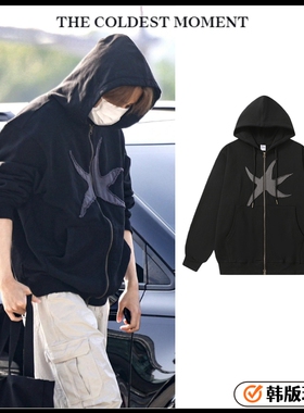 金善旴同款TCM海星连帽卫衣韩国正品认证不加绒复古贴布宽松外套