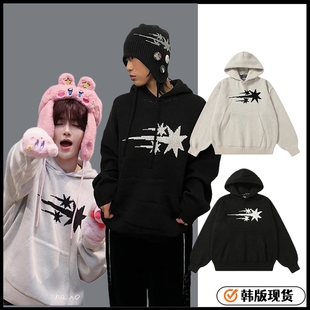 章昊同款韩版NGC大标流星连帽毛衣粗线针织衫秋冬加厚外套金云鹤