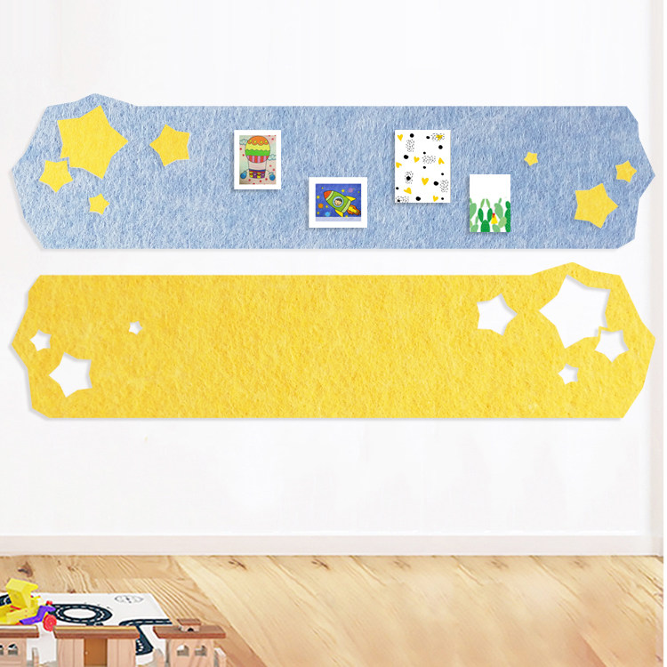 北欧五角星毛毡墙贴软木板儿童房间留言板照片墙幼儿园作品展示板