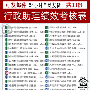 公司行政助理绩效考核表ap运营物务企业董事长总经理秘书客服电商