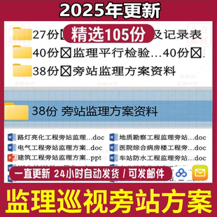工程施工建筑监理巡视旁站平行检验方案记录表表格资料合集电子版
