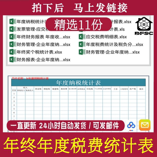 年终年度税费统计表企业管理财务报表gh纳税应交负分析奖预算明细