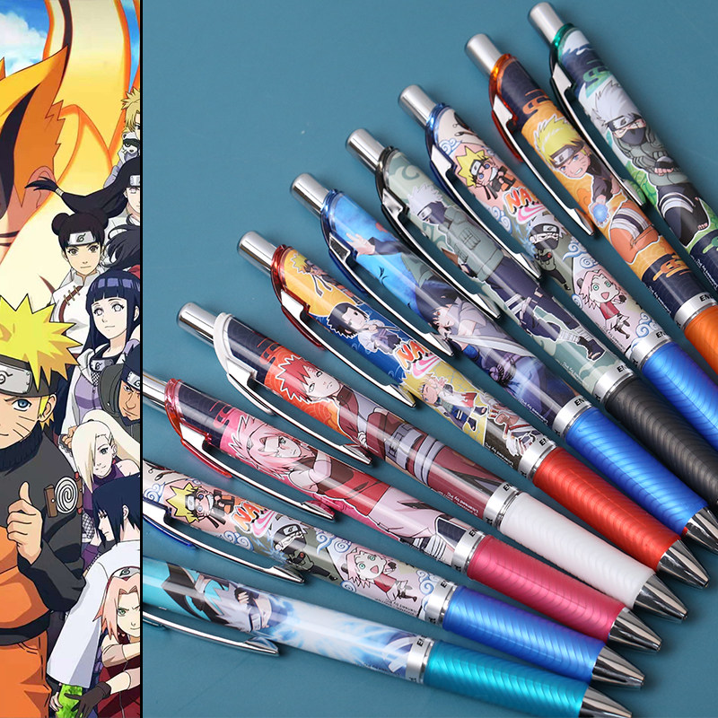 日本pentel派通火影忍者斑马限定款中性笔速干按动款鸣人佐助0.5
