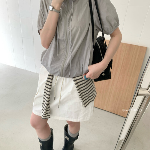巧巧韩国东大门夏季新款超酷火工装短袖防晒外套速干短外套女383