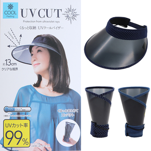 日本uvcut防晒帽女夏季 空顶帽防紫外线无顶遮阳帽子可折叠镜面帽