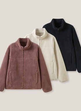 1-27F C 纯色拉链款休闲百搭立领长袖摇粒绒外套ss26515