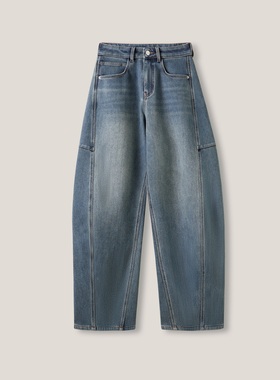 12.23F C  秋冬新款高腰弧形阔版蚕丝羊毛牛仔裤 GDNZ159