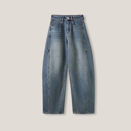 12.23F C  秋冬新款高腰弧形阔版蚕丝羊毛牛仔裤 GDNZ159