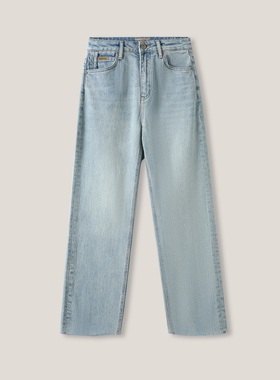 3-23H B时尚皮标棉质休闲百搭牛仔裤法棍裤83168