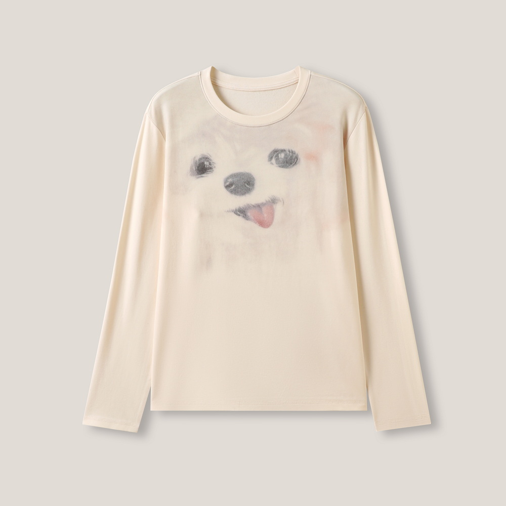 10-31F C 小狗印花长袖休闲百搭T恤打底衫ss26457