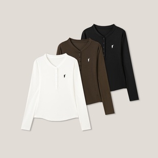 24H 打底衫 刺绣小马亨利领纯色长袖 SS26359 周末小调