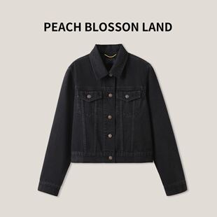 牛仔外套纯色百搭潮流休闲方领女黑色上衣GDNZ110 B时尚 17H