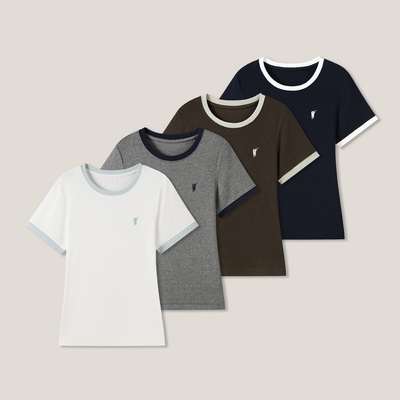 2-28F C   纯色简约休闲百搭套头圆领短袖T恤SS28010