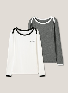 12-23H B  “智性姐感”  miu系撞色一字领羊毛长袖打底衫ss26432