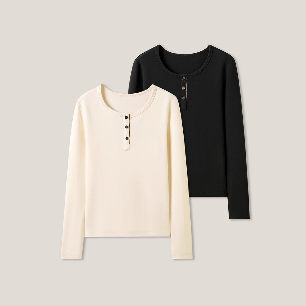 12-7H  C “暖冬曲奇”拼接条纹亨利领修身羊毛长袖打底衫ss26467