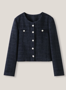 12-24H C 小香风圆领金属扣宽松休闲长袖外套上衣ss26324