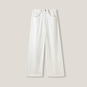 3.1F B   女士口袋刺绣白色通勤款直筒休闲牛仔裤ss26204