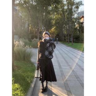 Halonini 10/25 8PM 圣马丁学院 高智灰显瘦高腰深灰色百褶半身裙