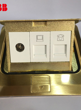 ABB地插120型铜/不锈钢框架带阻尼AU539D-H组合电脑电视电话模块