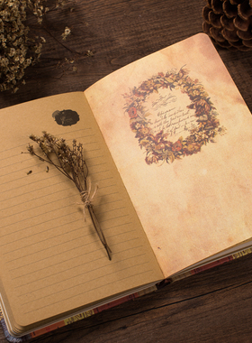 A5欧式复古风格彩页日记本个性创意牛皮纸插画心情笔记本子厚礼品