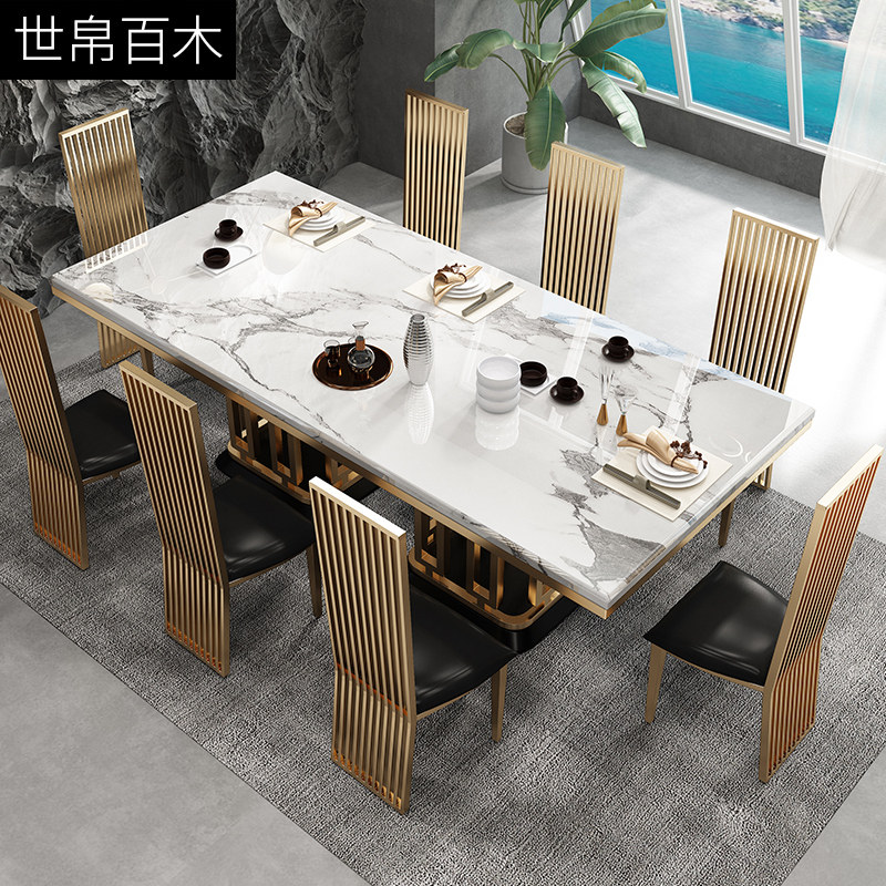 大户型轻奢大理石餐桌长方形饭桌餐台别墅豪华餐桌椅组合6/8/10人在类目 住宅家具, 桌类, 餐桌中 - 来自Buy2taobao.com提供专业的淘宝代购服务