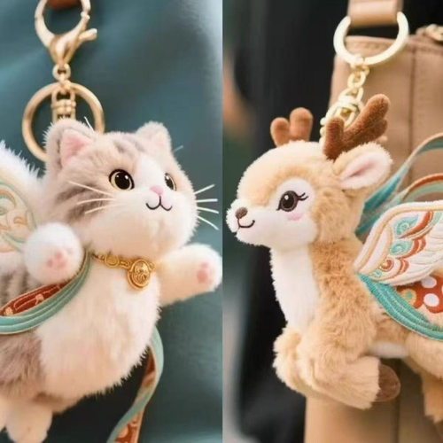现货敦煌飞天猫九色鹿毛绒公仔抱枕创意软萌包包钥匙扣送礼物