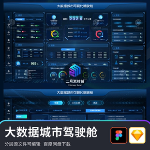 大数据城市驾驶舱可视化UI设计素材模版科技感界面仪表盘figma