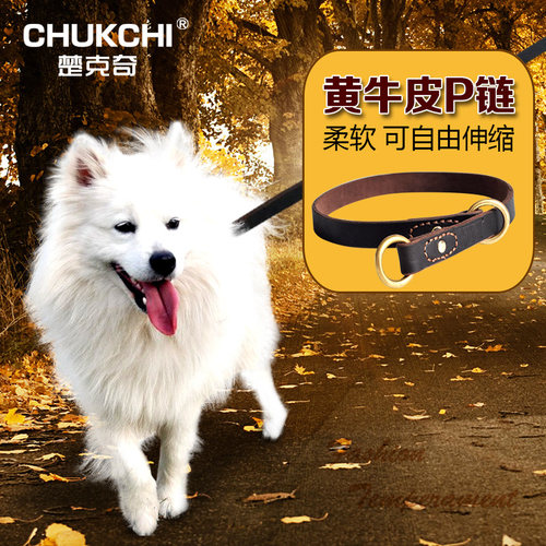 中大型犬牛皮P链CHUKCHI宠物项圈
