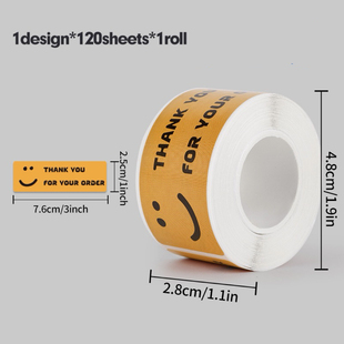 thankyou笑脸长条封口贴飞机盒出卡打包材料感谢贴纸手账装饰标签