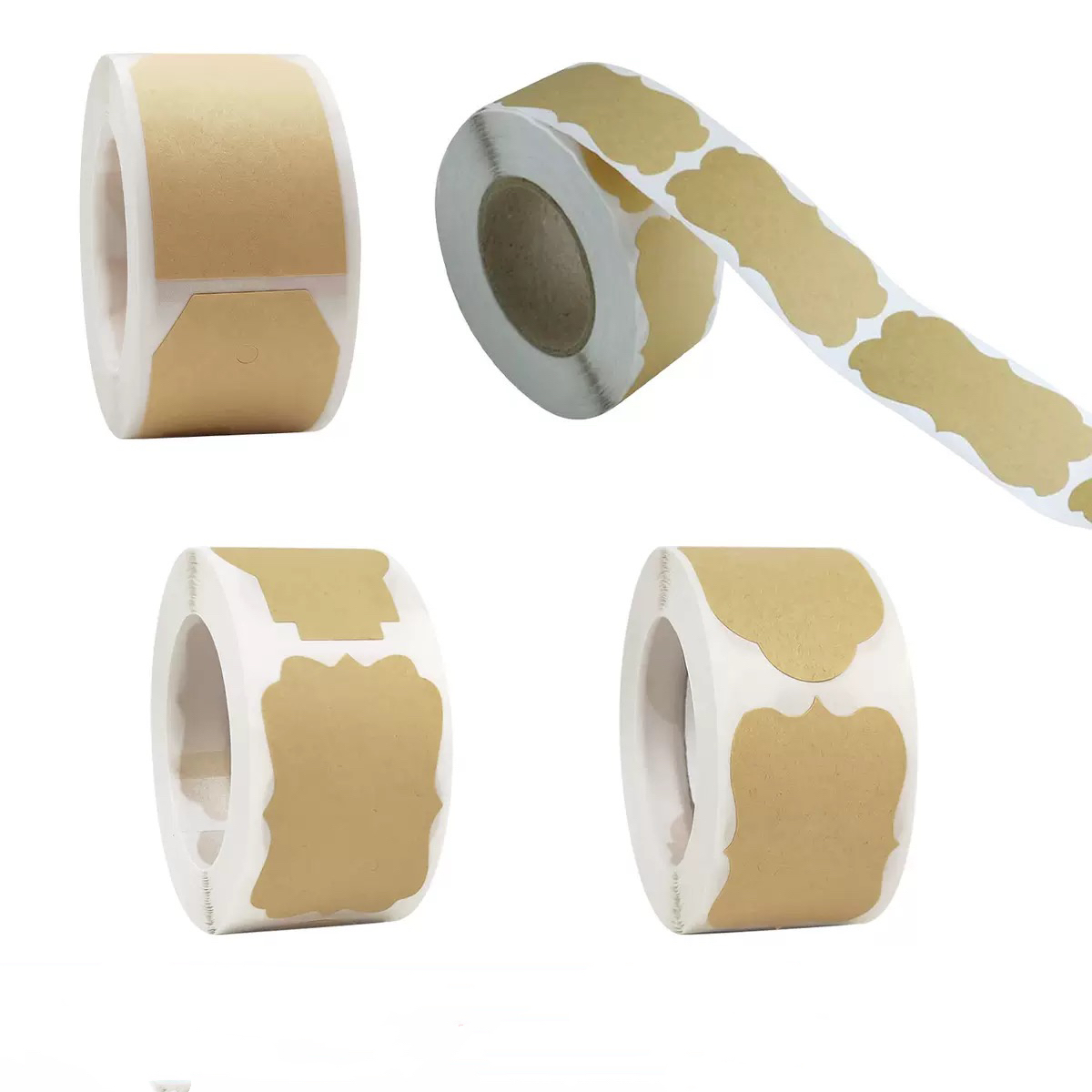 牛皮纸口取纸封口标签贴纸卷卷自粘贴不干胶可手写分类包装记号