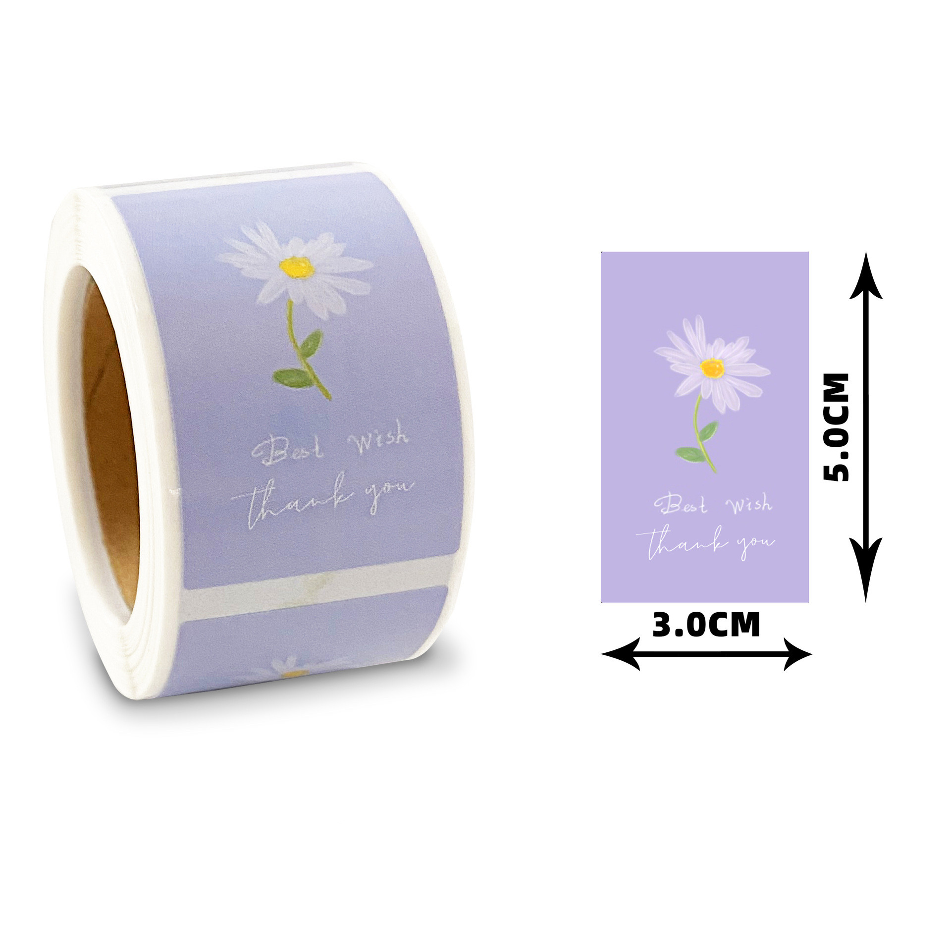 200贴/卷长方形可爱谢谢你不干胶标签办公文具装饰标签封口贴纸